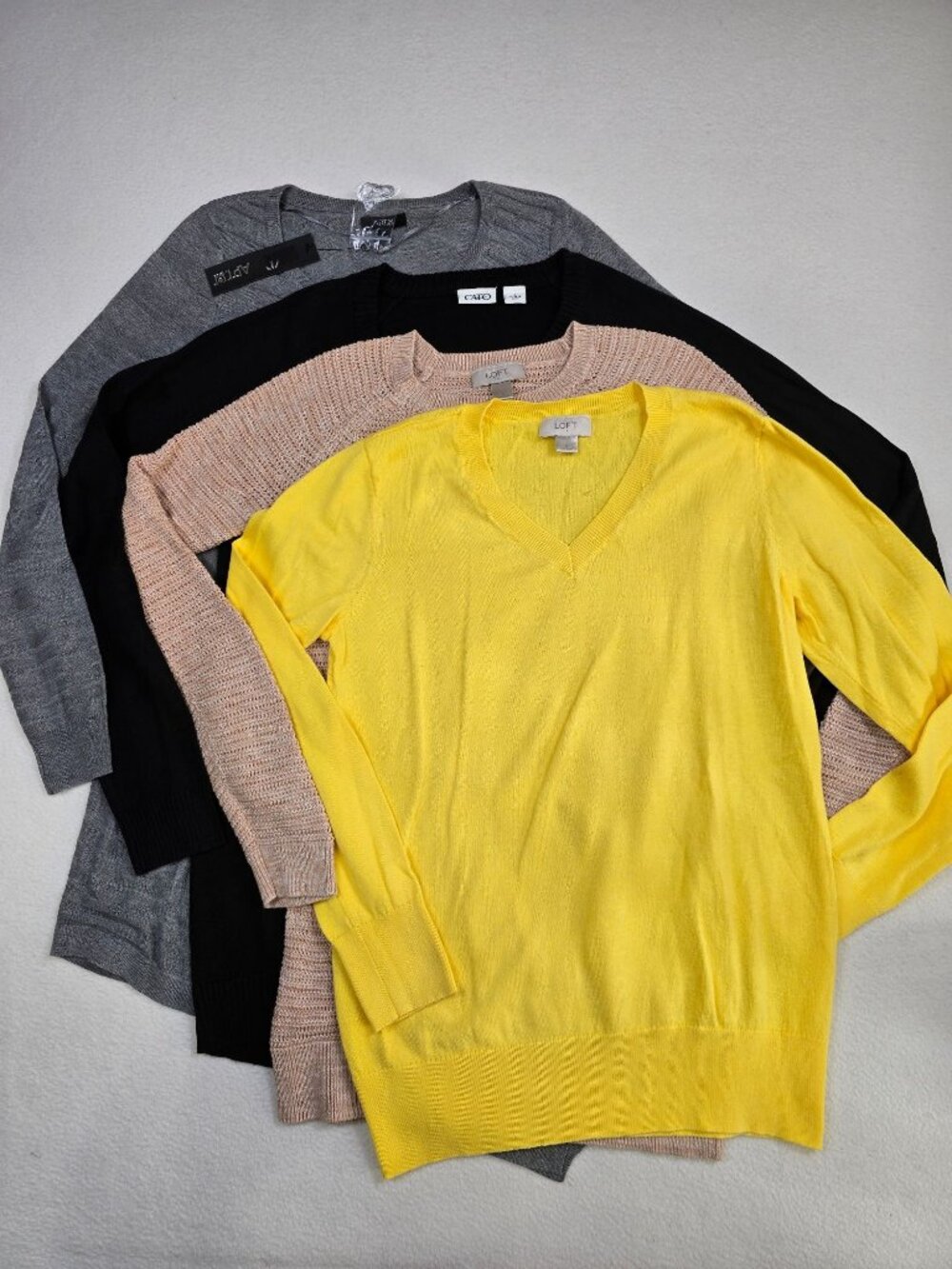 Loft Cato Apt 9 Womens Small 4 Sweaters Lot Tunic Yellow Gray Pink